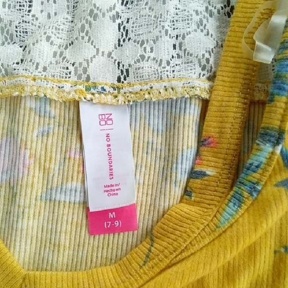 Womans M No Boundries Fitted Yellow and Blue Long Sleeve Blouse - Picture 2 of 5